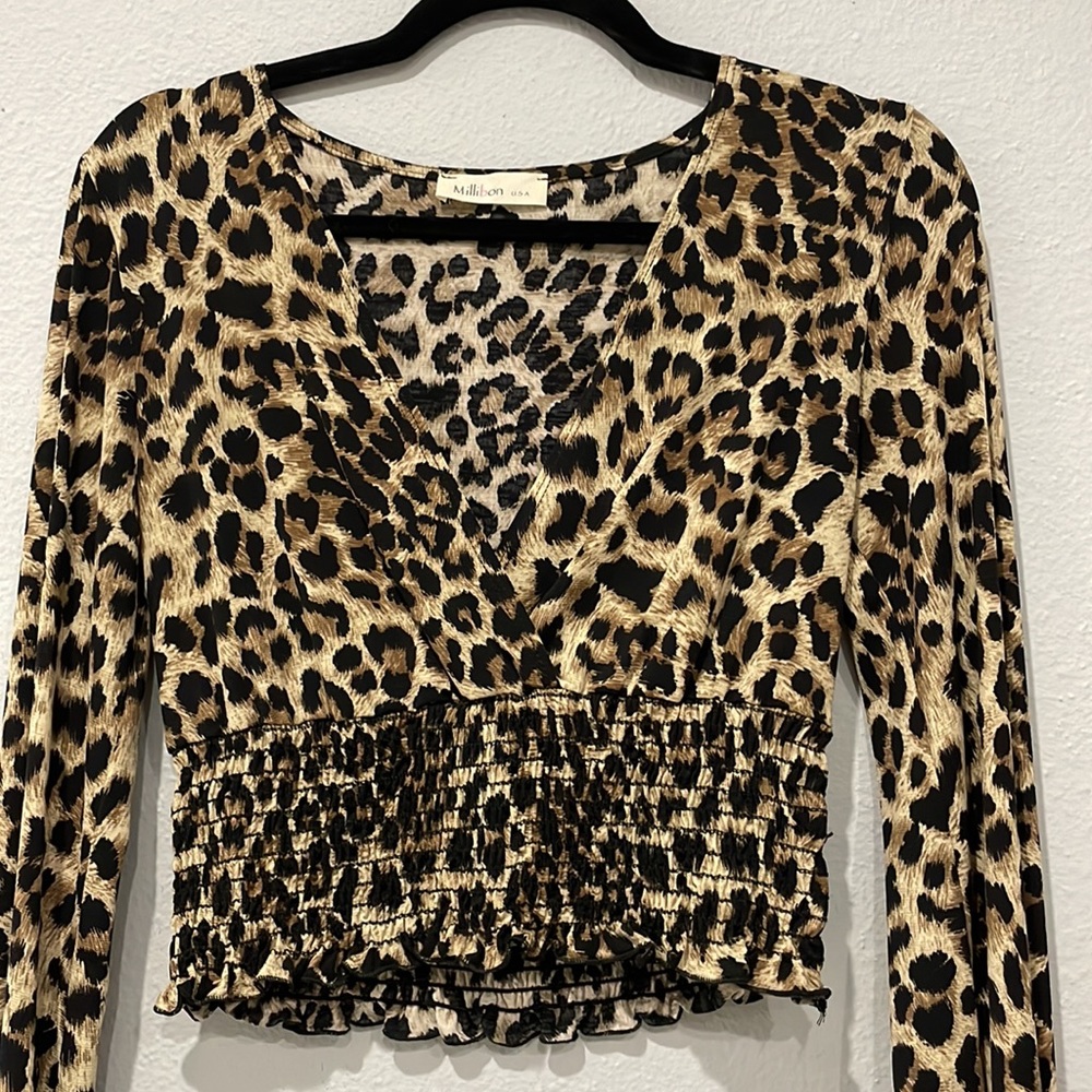 Millibon leopard print long sleeve top
